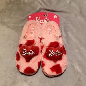 Barbie Plush Valentines Day Heart Slippers Size Large 8-9 NWT